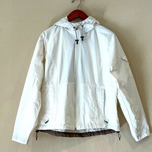 Cabelas Hooded Zip Up Jacket Womens Size Medium off white Lightweight outdoor
